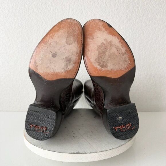 Rod Patrick Womens Cowboy Boots 9.5D Cowgirl Brown Shiny Nile Leather Round Toe - Picture 9 of 12